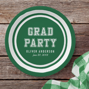 Editable Background Colour Varsity Graduation Paper Plate
