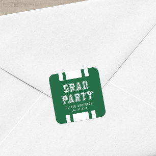 Editable Background Colour Varsity Graduation Part Square Sticker