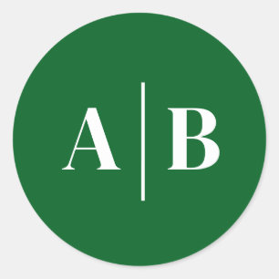 Editable Background Colour Wedding Monogram Classic Round Sticker