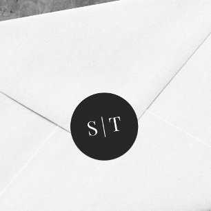 Editable Background Colour Wedding Monogram Classic Round Sticker
