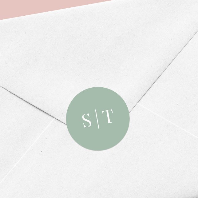 Editable Background Colour Wedding Monogram Classic Round Sticker (Creator Uploaded)