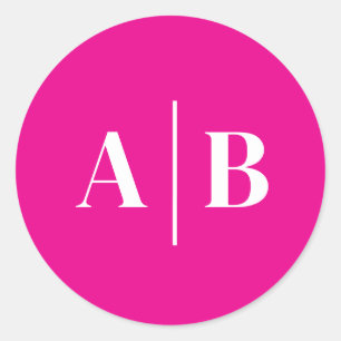 Editable Background Colour Wedding Monogram Classic Round Sticker