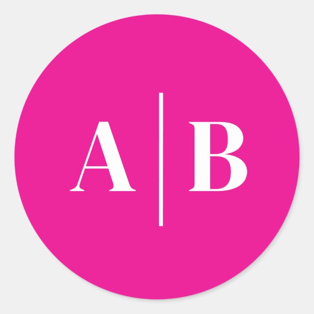 Editable Background Colour Wedding Monogram Classic Round Sticker (Front)