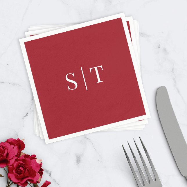 Editable Background Colour Wedding Monogram Napkin (Creator Uploaded)