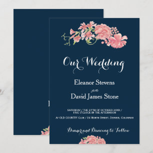 Editable background floral blush peonies wedding invitation