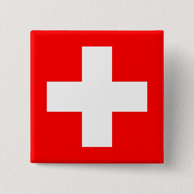 Editable Background, The Flag of Switzerland 15 Cm Square Badge (Front)