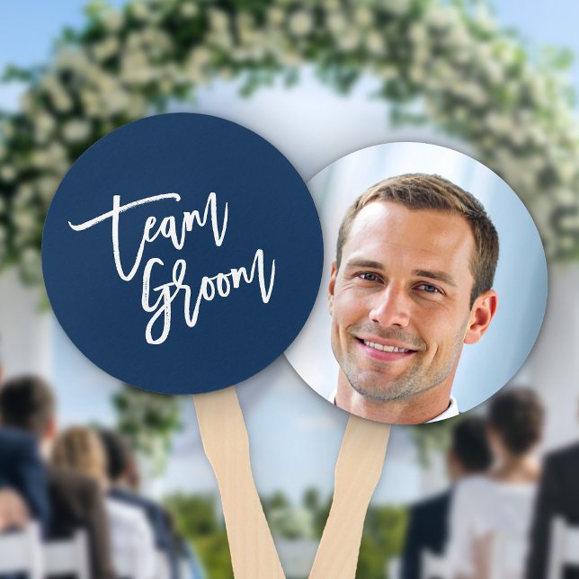 Editable Background White Brush Script Team Groom Hand Fan (Creator Uploaded)