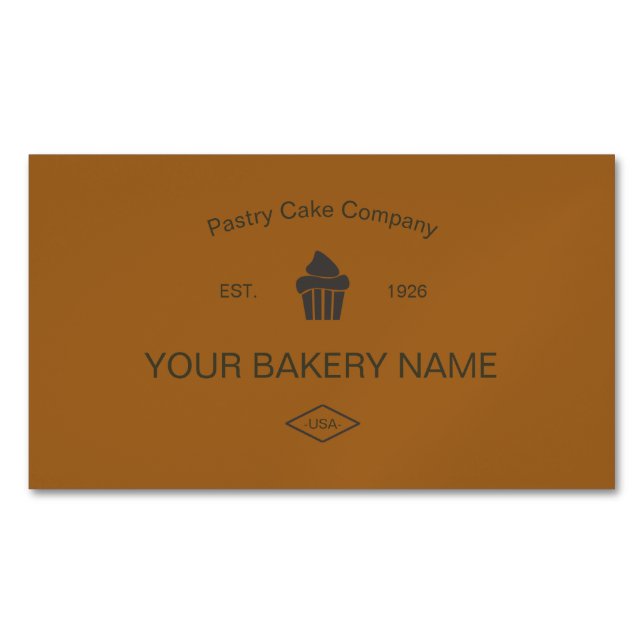 Editable Bakery Magnetic Business Card (Front)