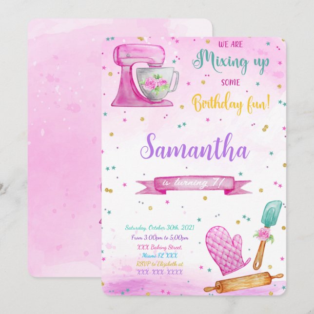 Editable Baking Birthday Invitation (Front/Back)