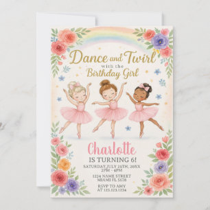 Editable Ballerina Birthday Invitation for Girls
