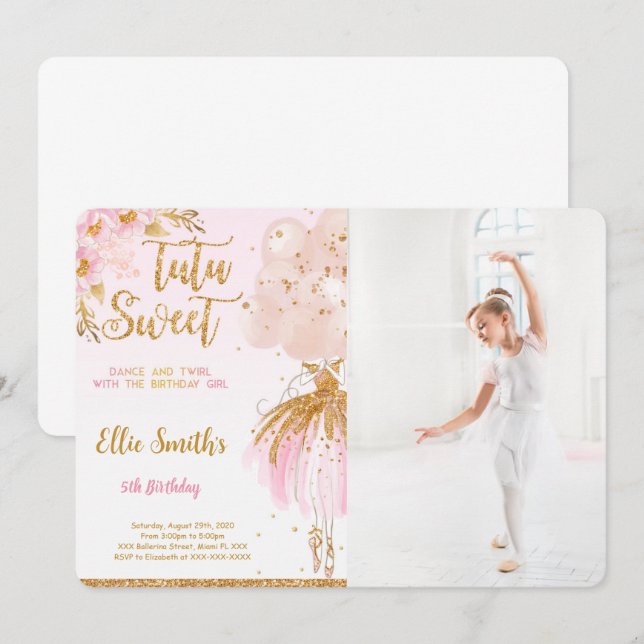 Editable Ballerina Photo Invitation (Front/Back)