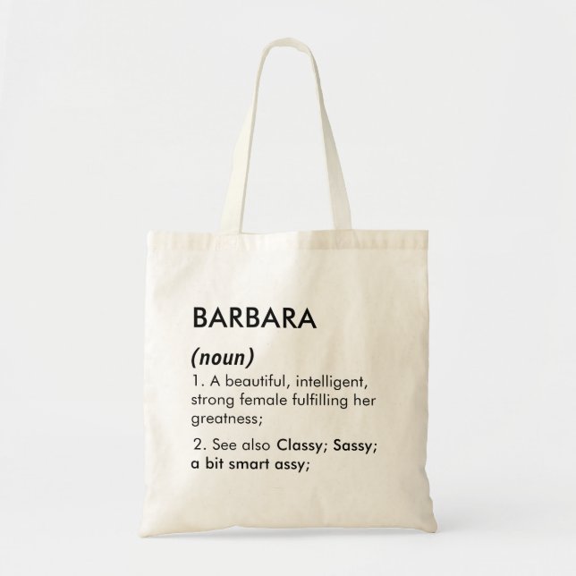 Editable Barbara name definition, custom name Tote Bag (Front)