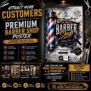 Editable Barber Shop Poster Barber Wall Sign