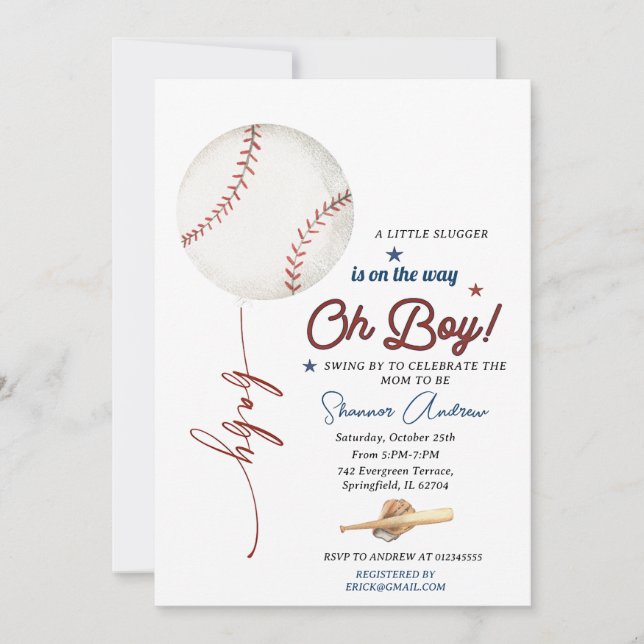 Editable Baseball Baby Shower Rookie Baby Sprinkle Invitation (Front)