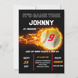 Editable Baseball Birthday Invitation