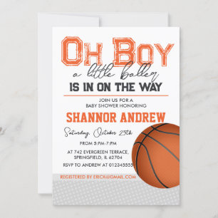 Editable Basketball Baby Shower Invitation