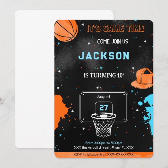Editable Basketball Birthday Invitation (Front/Back)