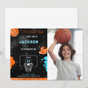 Editable Basketball Birthday Photo Invitation