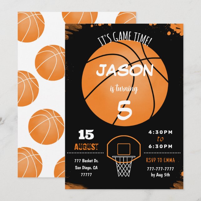 Editable basketball Invitation (Front/Back)
