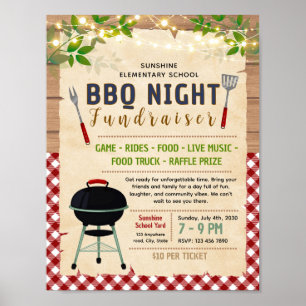 Editable bbq fundraiser flyer poster