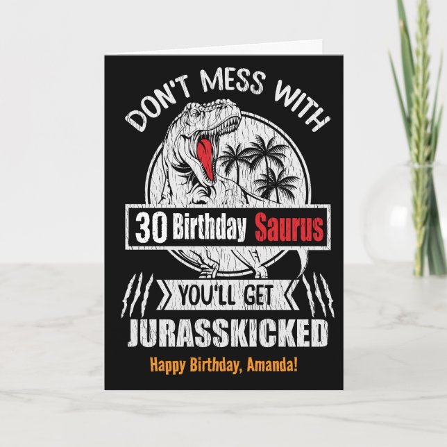 Editable Bday Saurus For Her Or Him Birthday Card (Front)