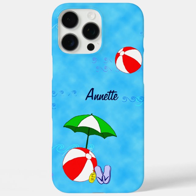 Editable Beach Ball Pool Toys Nautical Case-Mate iPhone Case (Back)