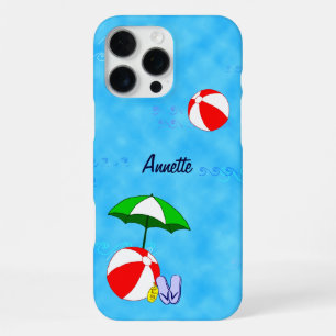 Editable Beach Ball Pool Toys Nautical iPhone 16 Pro Max Case