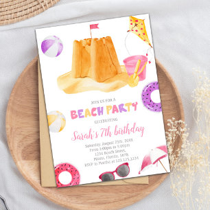 Editable Beach Birthday Invitation