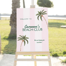 Editable Beach Club Cabana Birthday