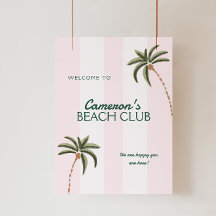 Editable Beach Club Cabana Birthday Foam Board