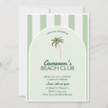 Editable Beach Club Cabana Invitation Birthday