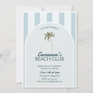 Editable Beach Club Cabana Invitation Birthday