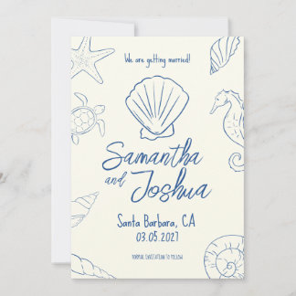 Editable Beach Wedding Save the Date Card