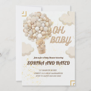 Editable Bear Balloons Baby Shower Invitation, Invitation