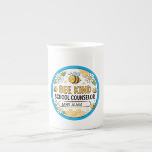 Editable Bee Kind School Counselo sign Cut Bone China Mug