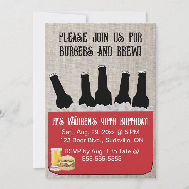 Editable Beer and Brew Birthday Invitation (Front)