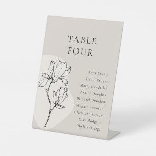 EDITABLE Beige Boho Floral Table Number  Pedestal Sign