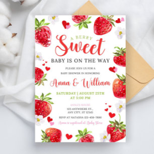 Editable Berry Sweet Baby Shower Invitation, Blush Invitation