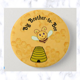 Editable Big Brother-to-Bee Bumblebee Baby Shower 7.5 Cm Round Badge