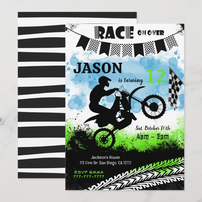 Editable Bike Birthday Invitation  (Front/Back)
