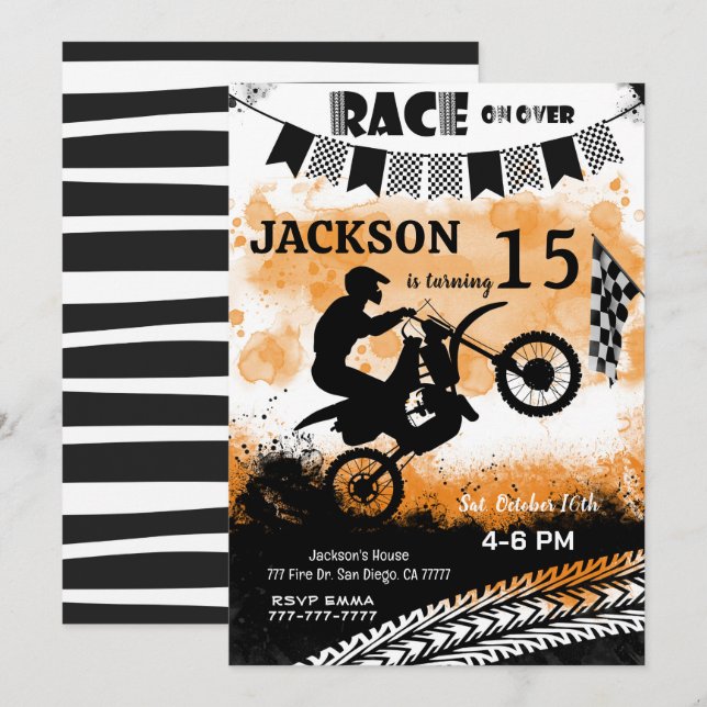 Editable Bike Birthday Invitation, Boy Invitations (Front/Back)