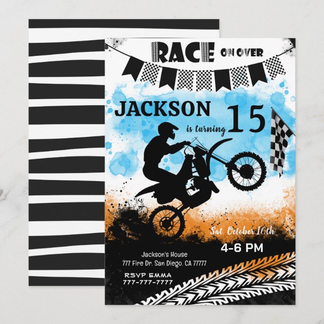 Editable Bike Birthday Invitation, Invitation (Front/Back)