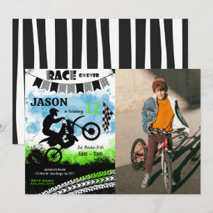 Editable Bike Birthday Photo Invitation 