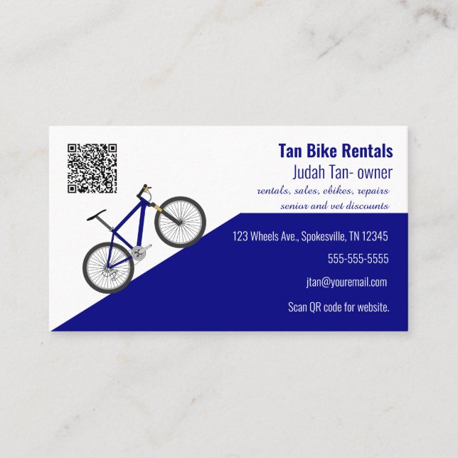 Editable Bike Rental  Business Card (Front)