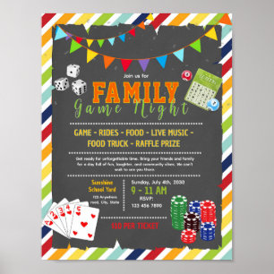 Editable bingo family game night fundraiser flyer poster