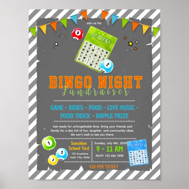 Editable bingo fundraiser flyer poster (Front)