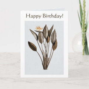 Editable Bird of Paradise Birthday Card