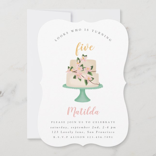 editable birthday cake party invitation (Front)