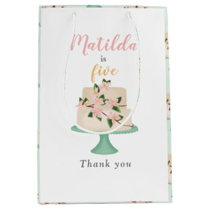 editable birthday cake party medium gift bag