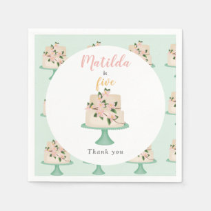 editable birthday cake party napkin